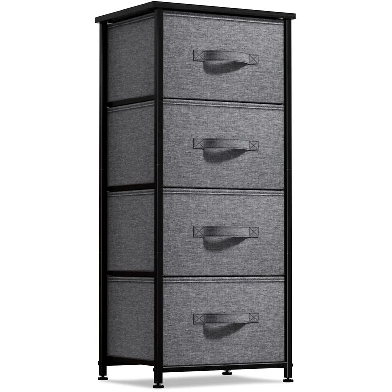 Sorbus 4 Drawers Chest Nightstand - Storage for Closet, Home, College Dorm Features Steel Frame, Wood Top, & Fabric Bins