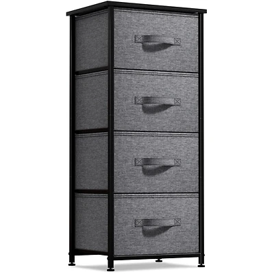 Sorbus 4 Drawers Chest Nightstand - Storage for Closet, Home, College Dorm Features Steel Frame, Wood Top, & Fabric Bins