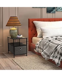 Sorbus 1 Drawers Nightstand with Shelf - Steel Frame, Wood Top & Easy Pull Fabric Bins Perfect for Home, Bedroom