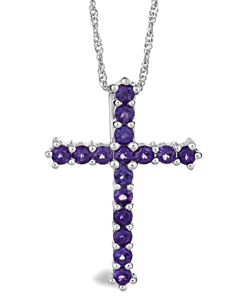 Amethyst (1-5/8 ct. t.w.) Cross Pendant Necklace in Sterling Silver