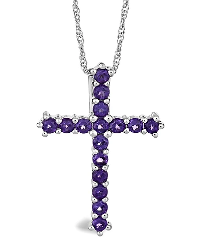 Amethyst (1-5/8 ct. t.w.) Cross Pendant Necklace in Sterling Silver