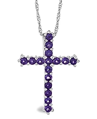 Amethyst (1-5/8 ct. t.w.) Cross Pendant Necklace in Sterling Silver