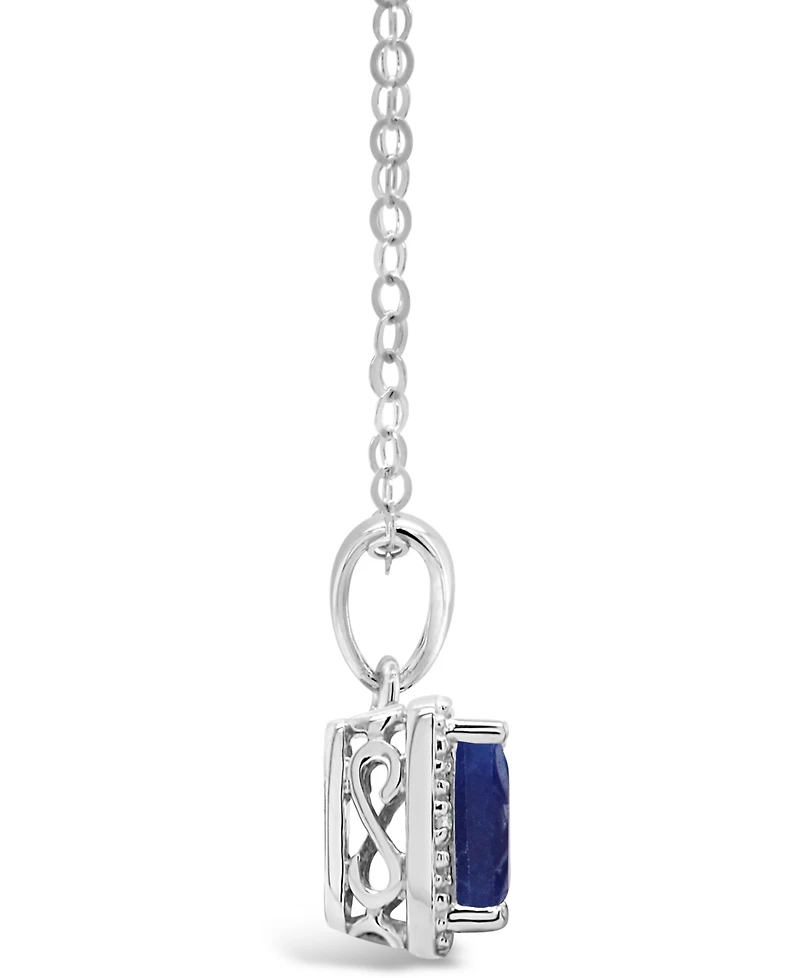 Sapphire (5/8 ct. t.w.) and Diamond Accent Pendant Necklace in Sterling Silver (Also Available in Emerald)