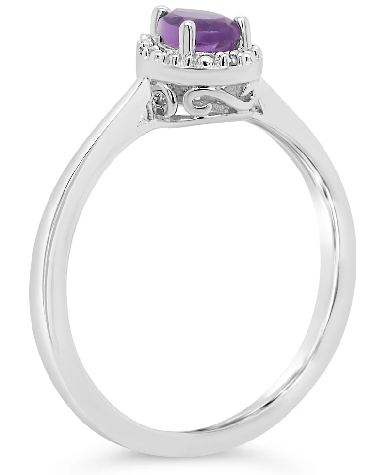 Swiss Blue Topaz (1/2 ct. t.w.) and Diamond Accent Pear Teardrop Ring Sterling Silver (Also Available Other Gemstones)