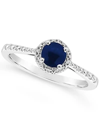 Sapphire (5/8 ct. t.w.) and Diamond Accent Ring Sterling Silver (Also Ruby)