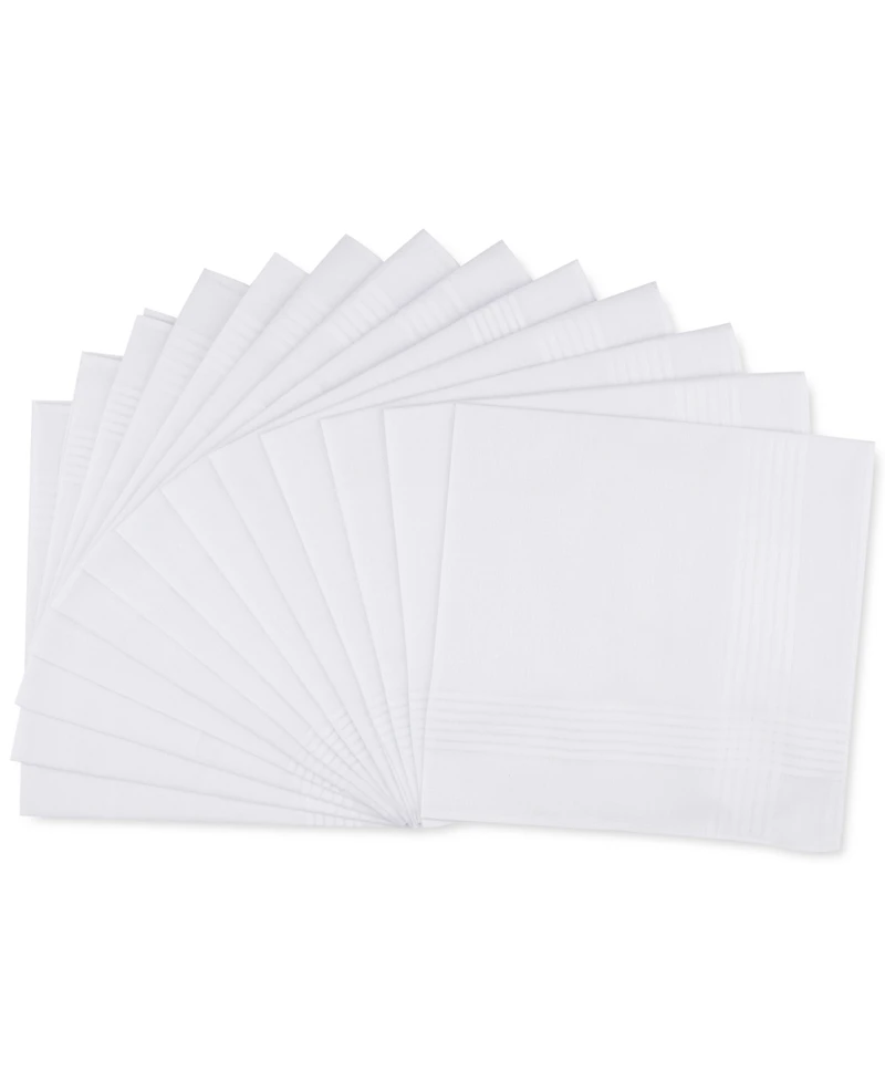 Club Room Men's 13-Pc. White Border-Stripe Handkerchief Set, Created for Macy's