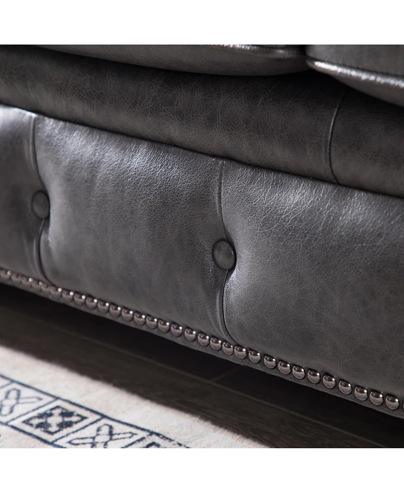 Alexandon Leather Chesterfield Tufted Sofa with Roll Arm