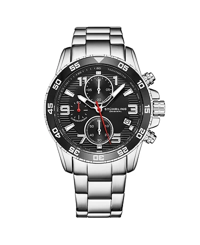 Stuhrling Men's Silver Tone Stainless Steel Bracelet Watch 40mm