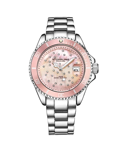 Stuhrling Women's Silver Tone Stainless Steel Bracelet Watch 39mm