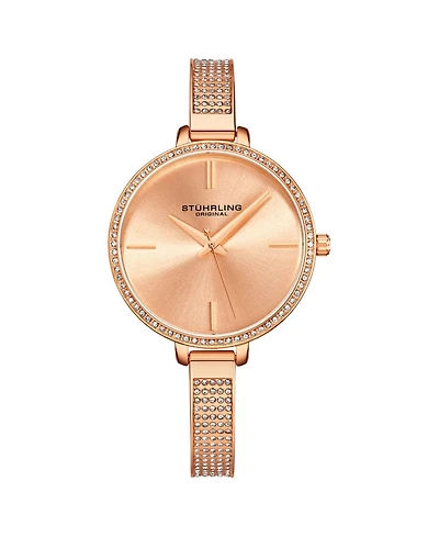 Stuhrling Women's Rose Gold Mesh Stainless Steel Bracelet Watch 36mm