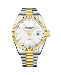 Stuhrling Men's Silver - Gold Tone Layered Stainless Steel Bracelet Watch 42mm