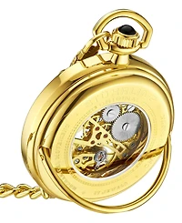 Stuhrling Men's Gold Tone Stainless Steel Chain Pocket Watch 48mm