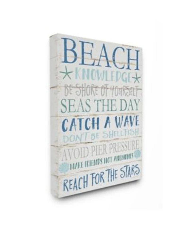 Stupell Industries Beach Knowledge Blue Aqua White Planked Look Sign Collection