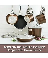 Anolon Nouvelle Copper Luxe Sable Hard-Anodized Non-Stick Cookware Set, 11 Piece