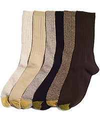 Gold Toe Women's 6-Pack Casual Ribbed Crew Socks