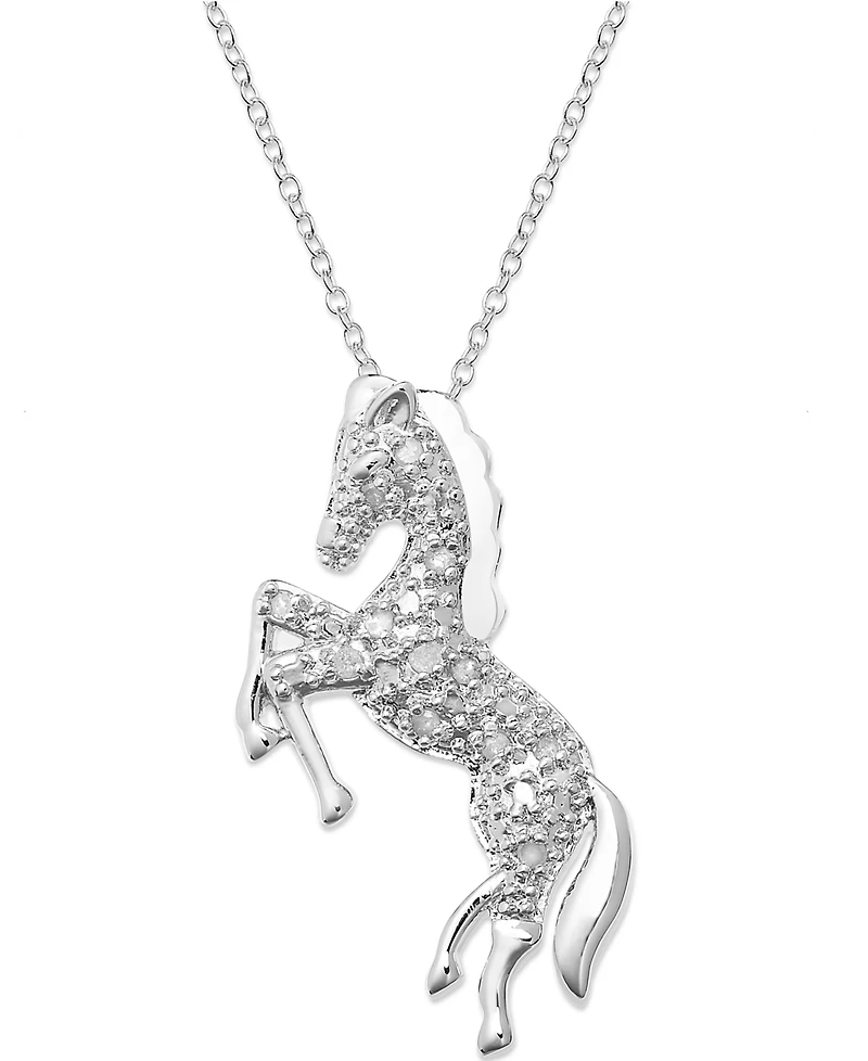 Diamond Horse Pendant Necklace in Sterling Silver (1/10 ct. t.w.)
