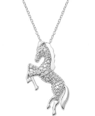 Diamond Horse Pendant Necklace in Sterling Silver (1/10 ct. t.w.)