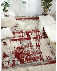 Long Street Looms Samuel SAM14 Ivory, Red 5'3" x 7'3" Area Rug