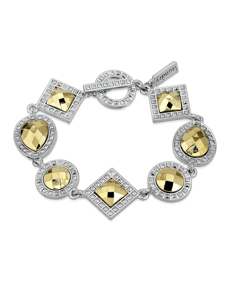 2028 Silver-Tone and Gold-Tone Stone Multi Stone Toggle Bracelet