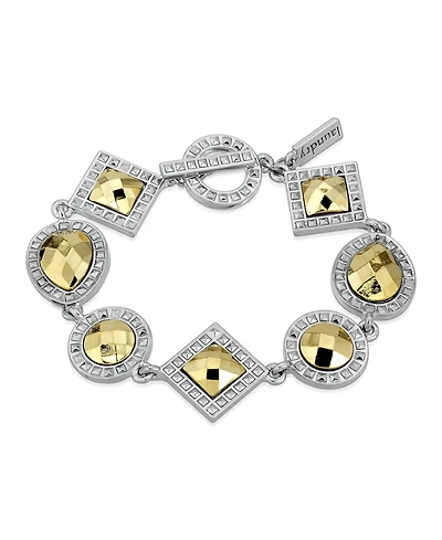 2028 Silver-Tone and Gold-Tone Stone Multi Stone Toggle Bracelet