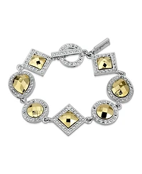 2028 Silver-Tone and Gold-Tone Stone Multi Stone Toggle Bracelet