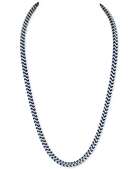 Esquire Men's Jewelry Fox Chain Necklace in Stainless Steel and Blue Ion-Plate, Created for Macy's