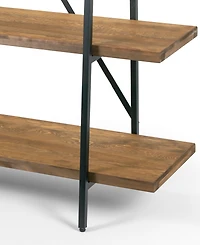 Glamour Home Ailis 71.5" Leaning Etagere Pine Wood Metal Frame Bookcase Five-Shelf Media Tower