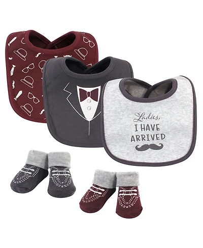 Hudson Baby Boys Essential 5-Piece Bib & Sock Collection