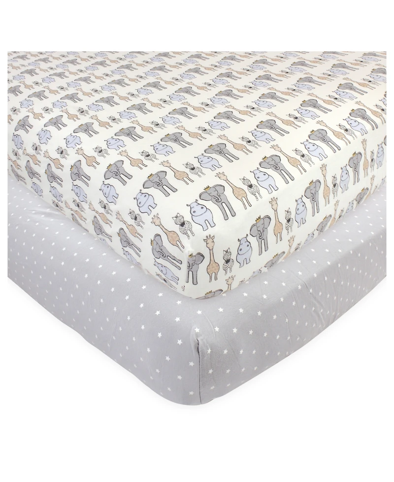 Hudson Baby Baby Girls and Boys Royal Safari Fitted Crib Sheet