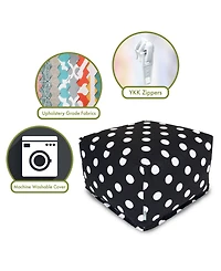 Majestic Home Goods Large Polka Dot Ottoman Square Pouf 27" x 17"