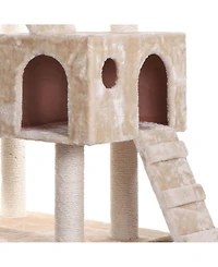 Armarkat 74" Multi-Level Real Wood Cat Tree Large Cat Play Furniture With ScratchhIng Posts, Large Platform, A7401 Beige