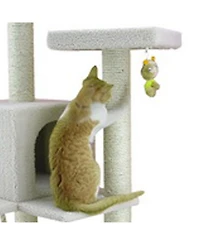 Armarkat Ivory 57-inch High Real Wood Cat Tree with Fleece Covered Climber and Condo B5701