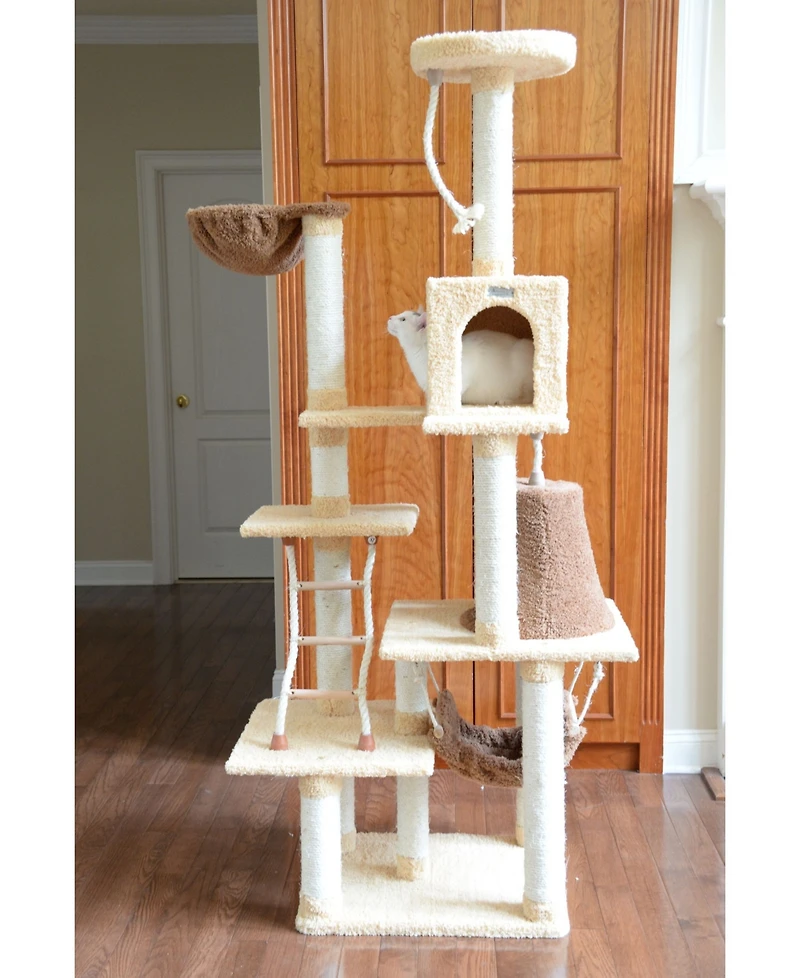 Armarkat Real Wood Cat Climber Play House, X7805 Cat furniture With Playhouse,Lounge Basket