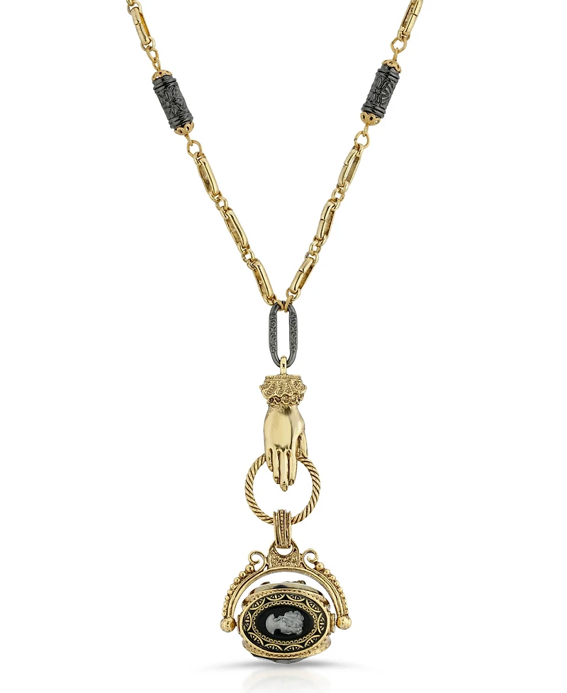 2028 Cameo Brooch Pinner Necklace