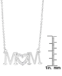 Cubic Zirconia Mom Pendant In Silver Plate