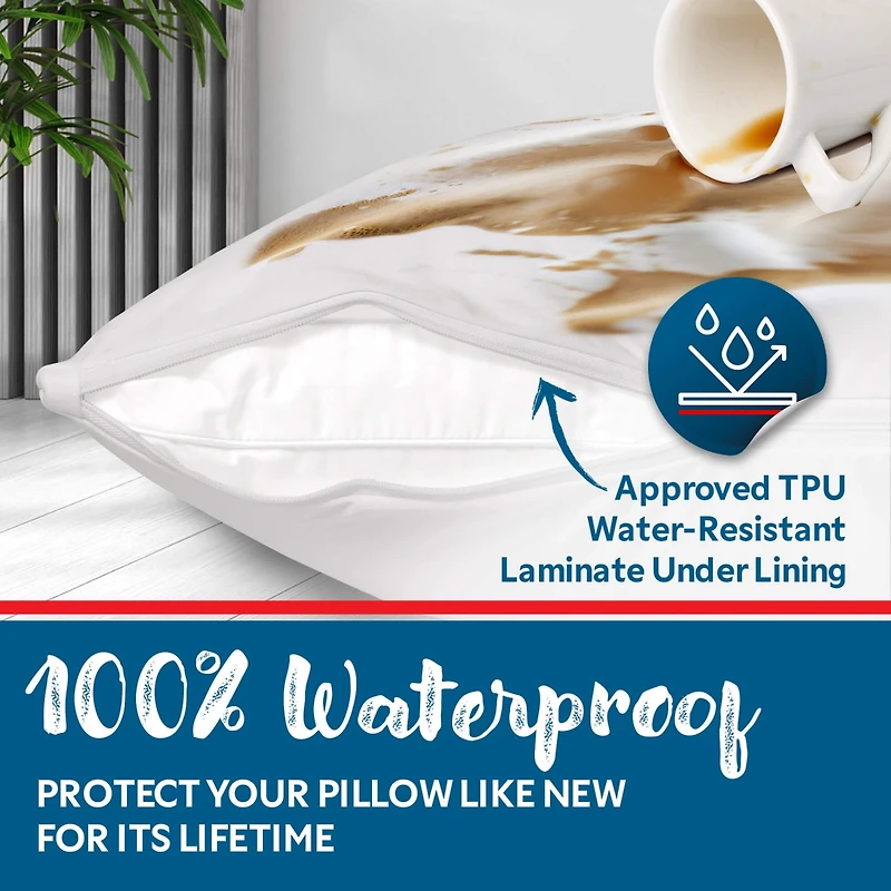Waterproof Zippered Pillow Protector - King Size - 4 Pack