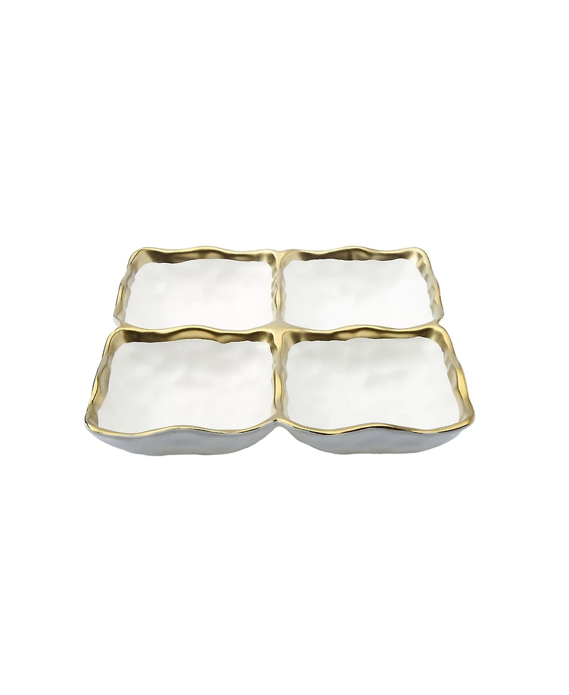 Classic Touch 4 Sectional Relish Dish with Rim