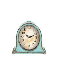 Decorative Metal Mantel Clock, Aqua Blue