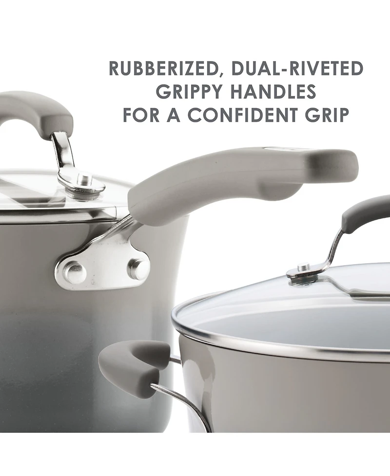 Rachael Ray Classic Brights Hard Enamel Aluminum Nonstick Cookware Set, 14-Piece