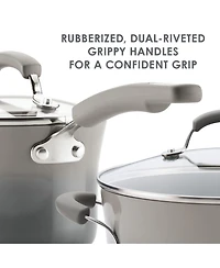 Rachael Ray Classic Brights Hard Enamel Aluminum Nonstick Cookware Set, 14-Piece