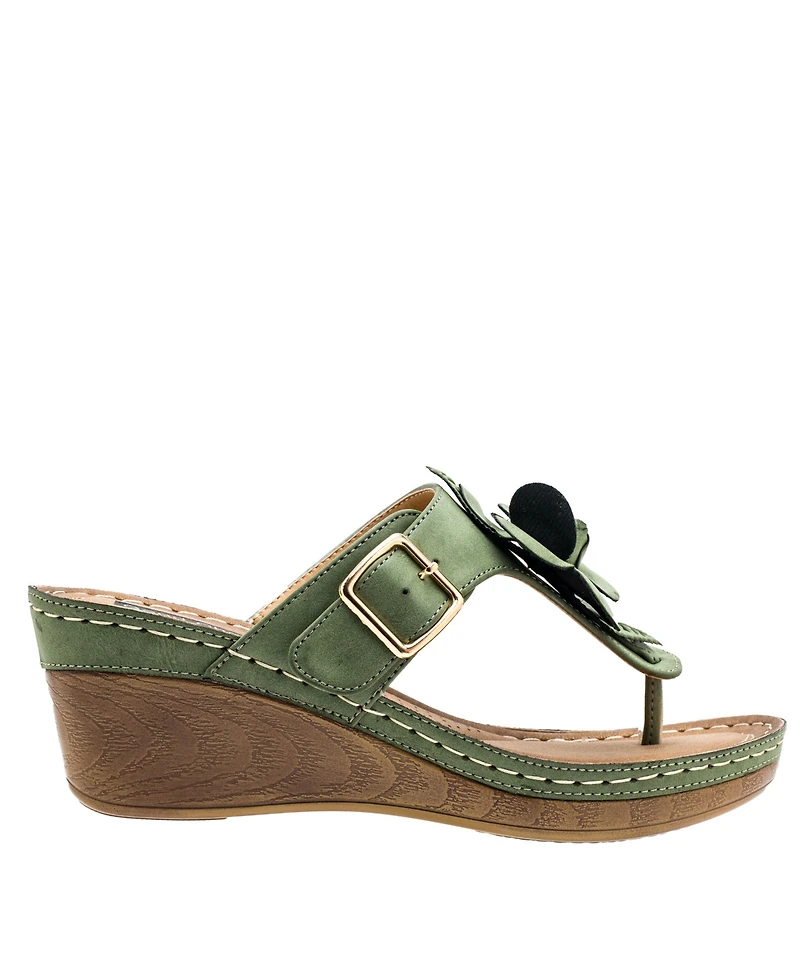 Gc Shoes Women's Flora Rosette Wedge Sandals