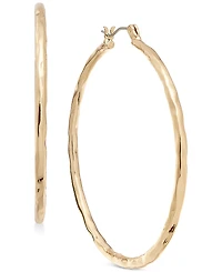 Style & Co Gold-Tone Medium Hammered Hoop Earrings, 2", Exclusively at Macy's