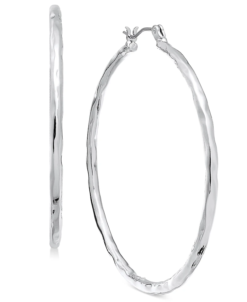 Style & Co Gold-Tone Medium Hammered Hoop Earrings, 2", Exclusively at Macy's