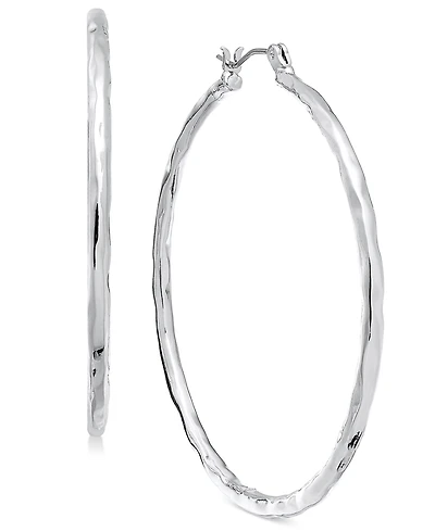 Style & Co Gold-Tone Medium Hammered Hoop Earrings, 2", Exclusively at Macy's