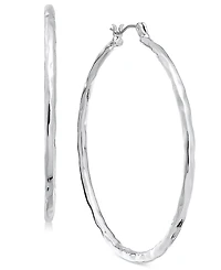 Style & Co Gold-Tone Medium Hammered Hoop Earrings, 2", Exclusively at Macy's