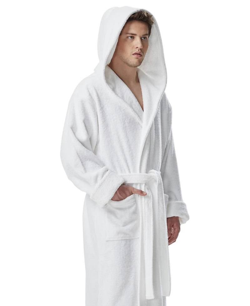 Arus Men's Thick Full Ankle Length Hooded Turkish Cotton Bathrobe