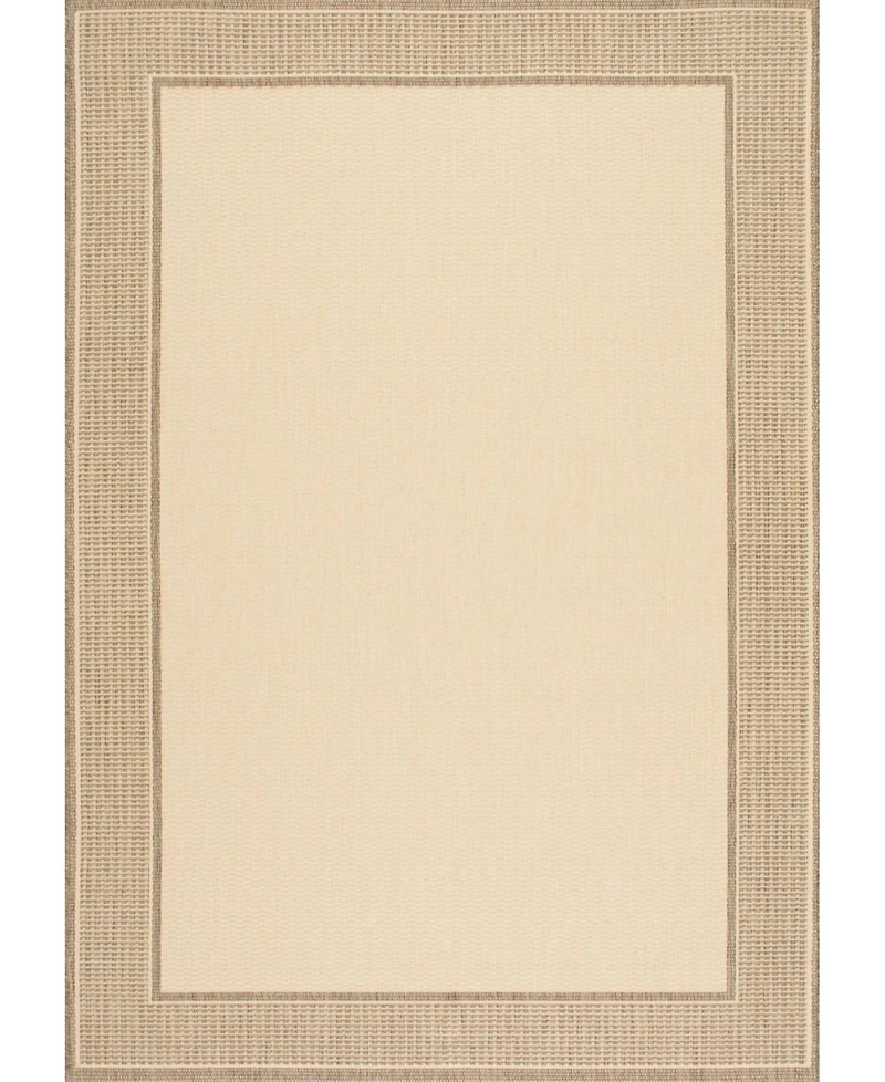 nuLoom Dawn Gris Border Beige 5'3" x 7'6" Outdoor Area Rug