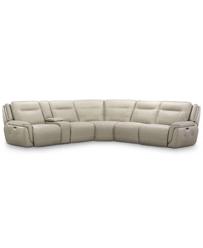 Lenardo 6-Pc. Leather Sectional with Power Recliners and Console
