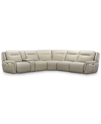 Lenardo 6-Pc. Leather Sectional with Power Recliners and Console