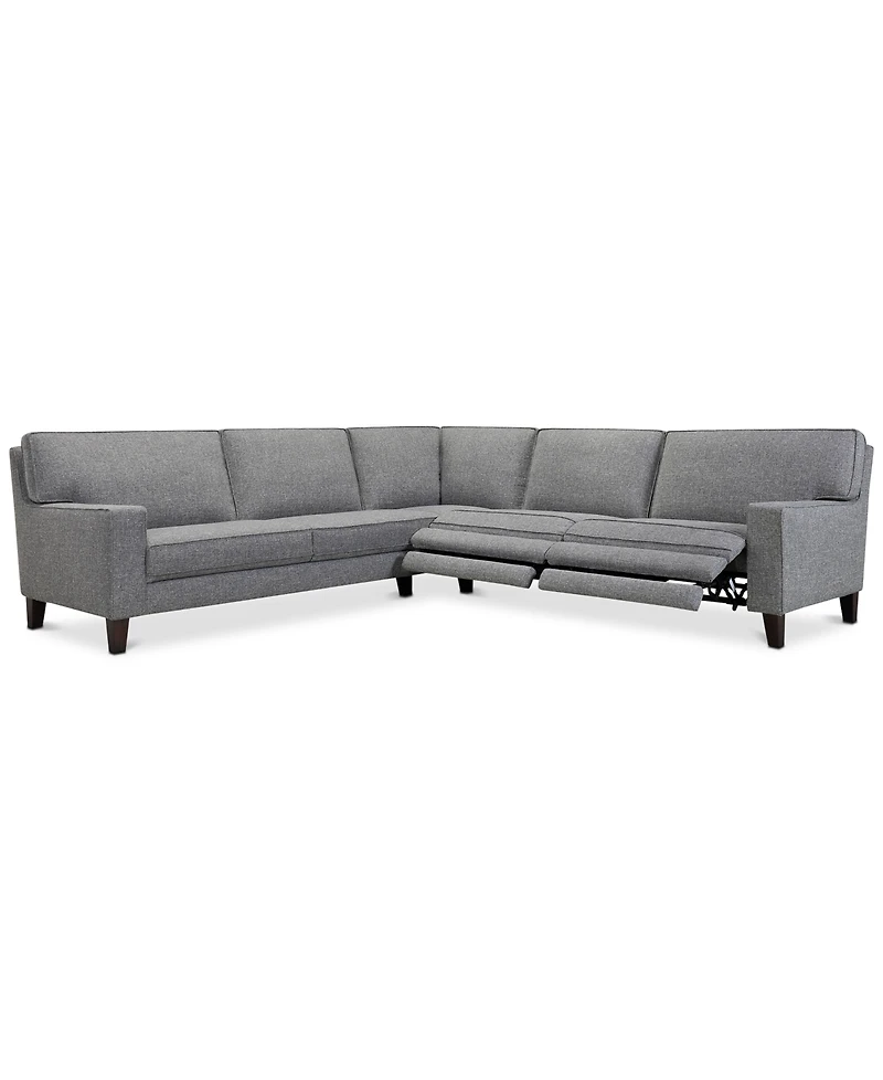 Closeout! Sandrew -Pc. Fabric Sectional with 2 Power Foot Rests